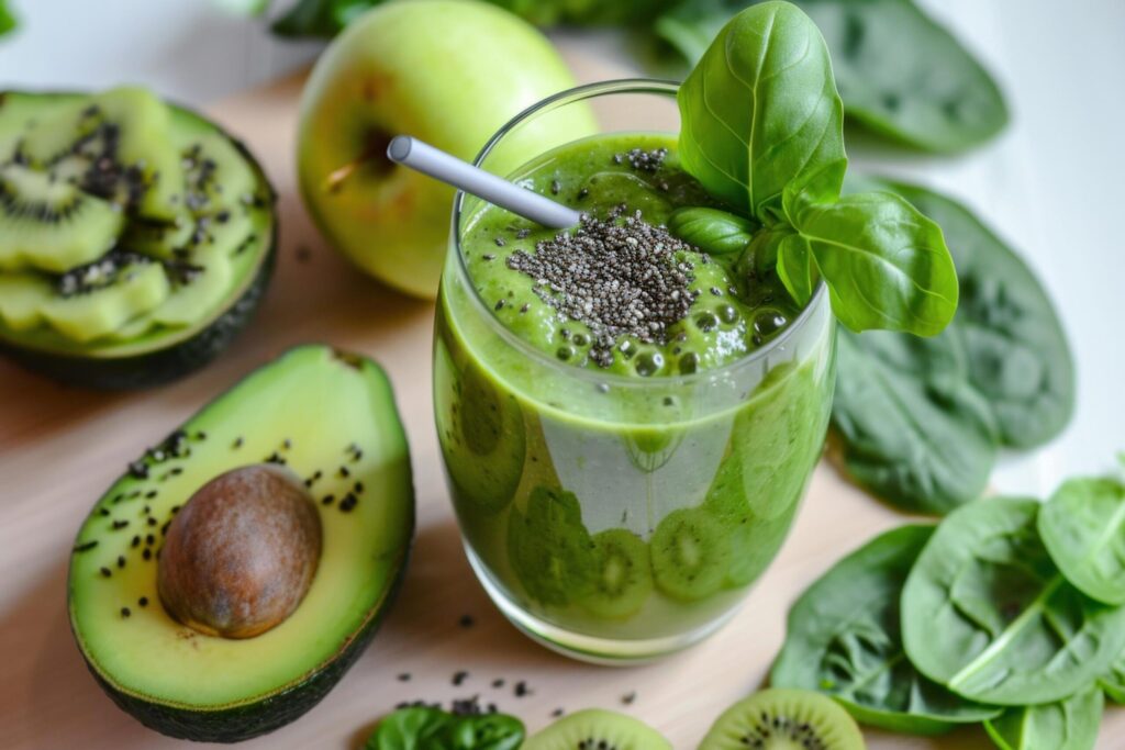 green smoothie with avocado Free Photo