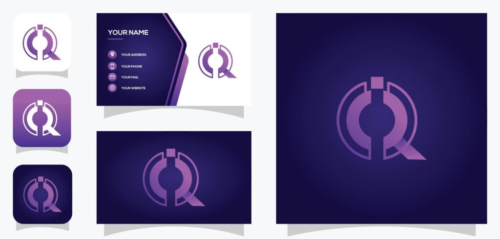 vector graphic of letter I and Q or IQ logo design with modern style and business card Stock Free