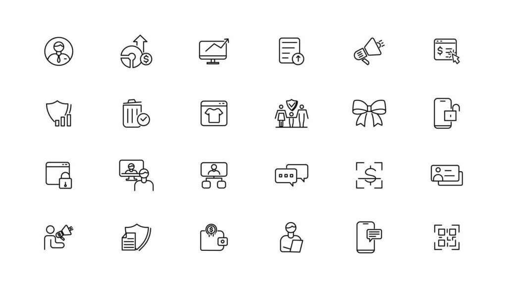 Digital business linear icons collection.Set of thin line web icon set, simple outline icons collection, Pixel Perfect icons,. Stock Free