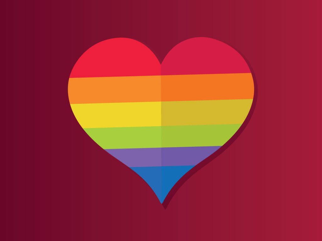 Love rainbow heart isolated icon. Homosexuality, equality, diversity, pride, freedom concept Stock Free