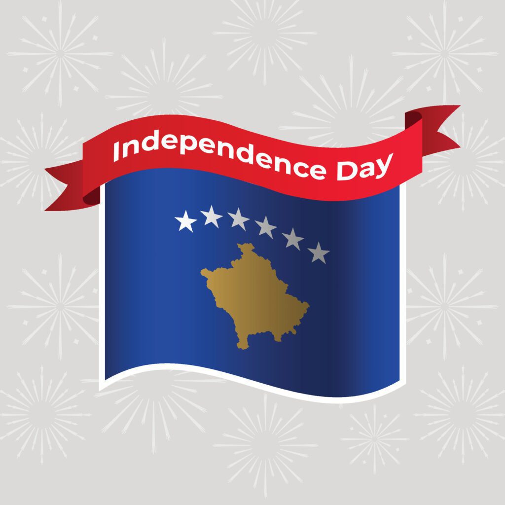 Kosovo Wavy Flag Independence Day Banner Background Free Vector