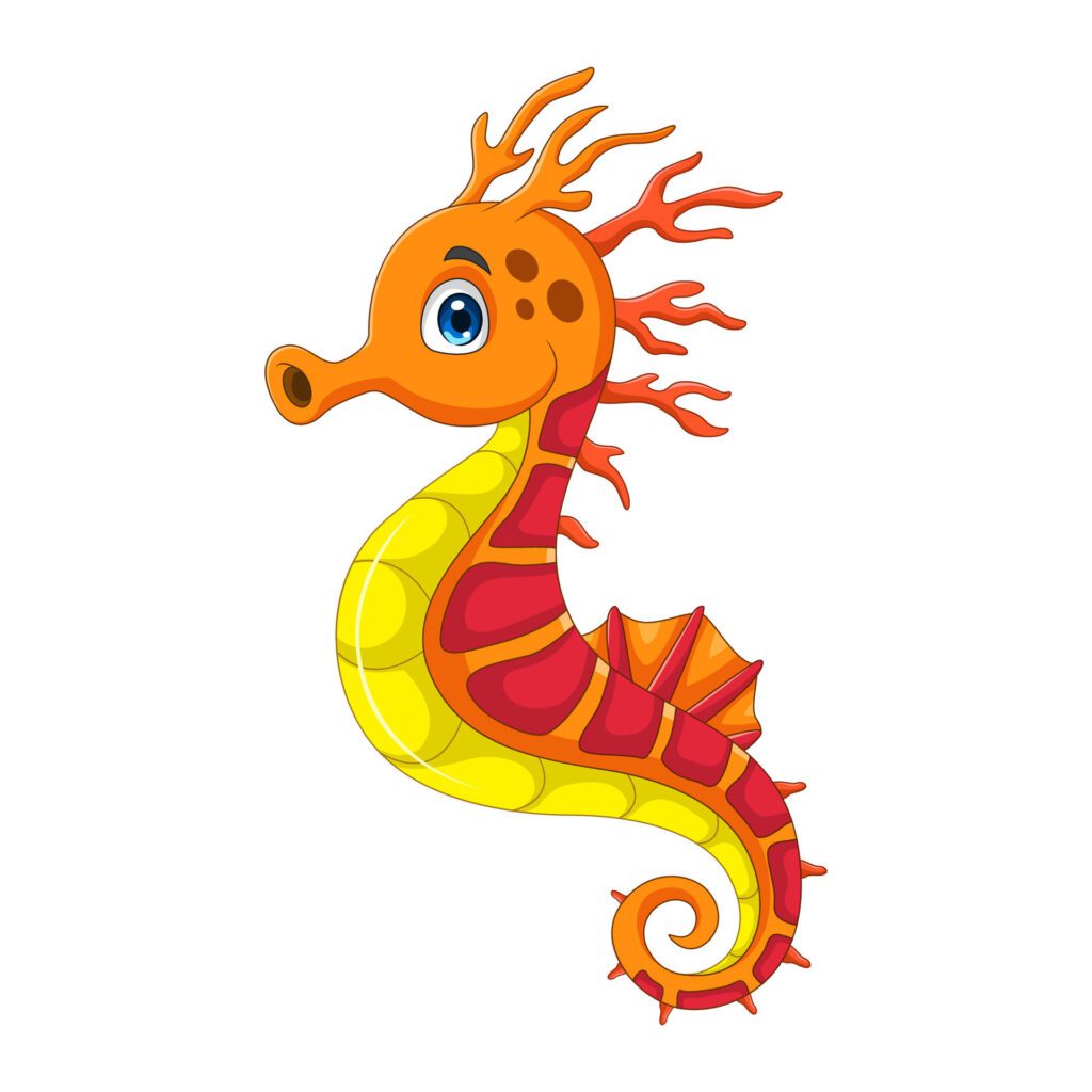 Cartoon seahorse isolated on white background Free Vector