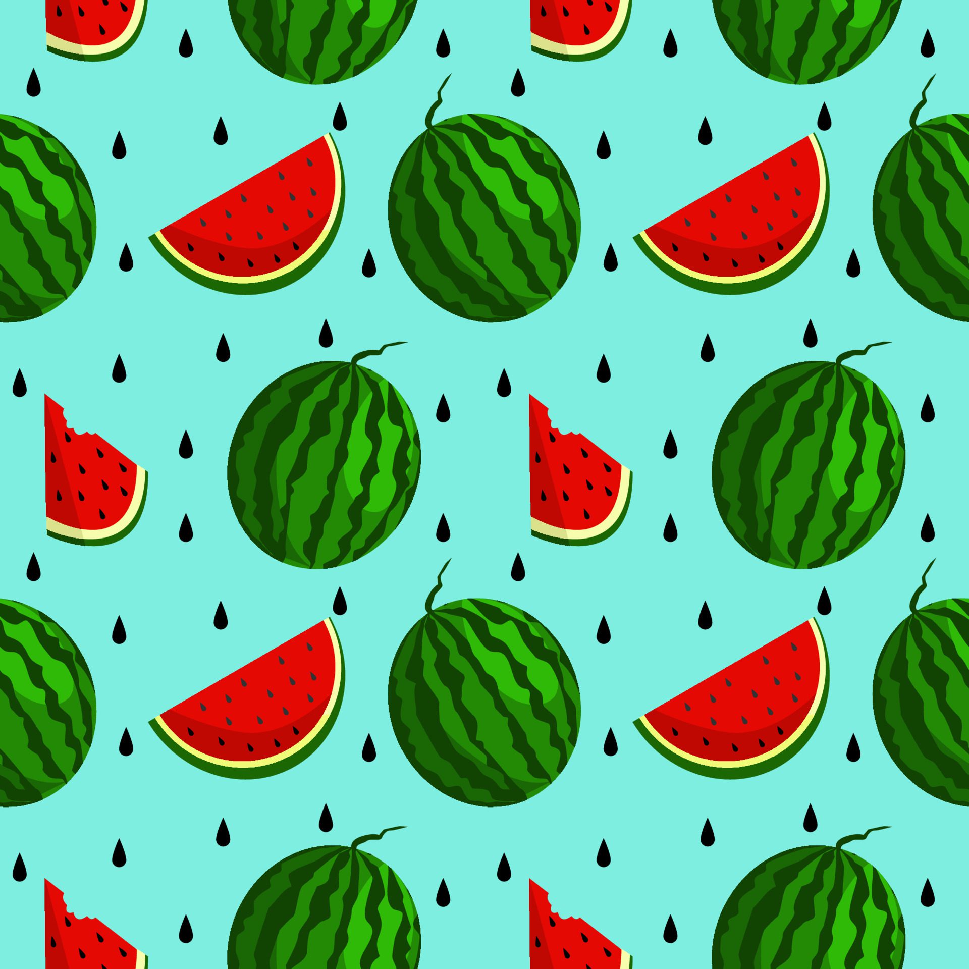 Vector watermelon background with black seeds. Seamless watermelons pattern. Vector background with watermelon slices. Vector seamless pattern of fruit watermelon Free Vector and Free SVG