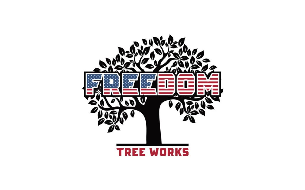 Logo freedom tree work white background Stock Free