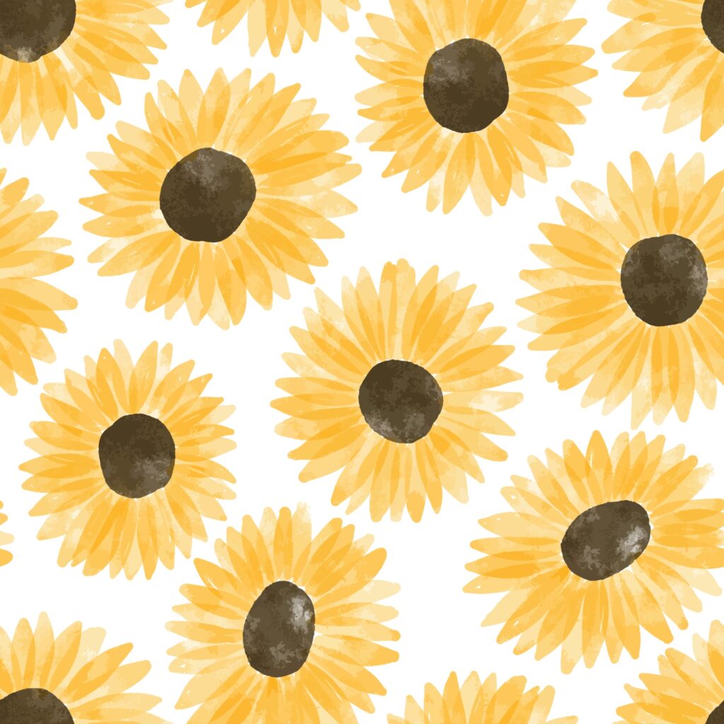 watercolor cute yellow sunflower seamless pattern Free Vector