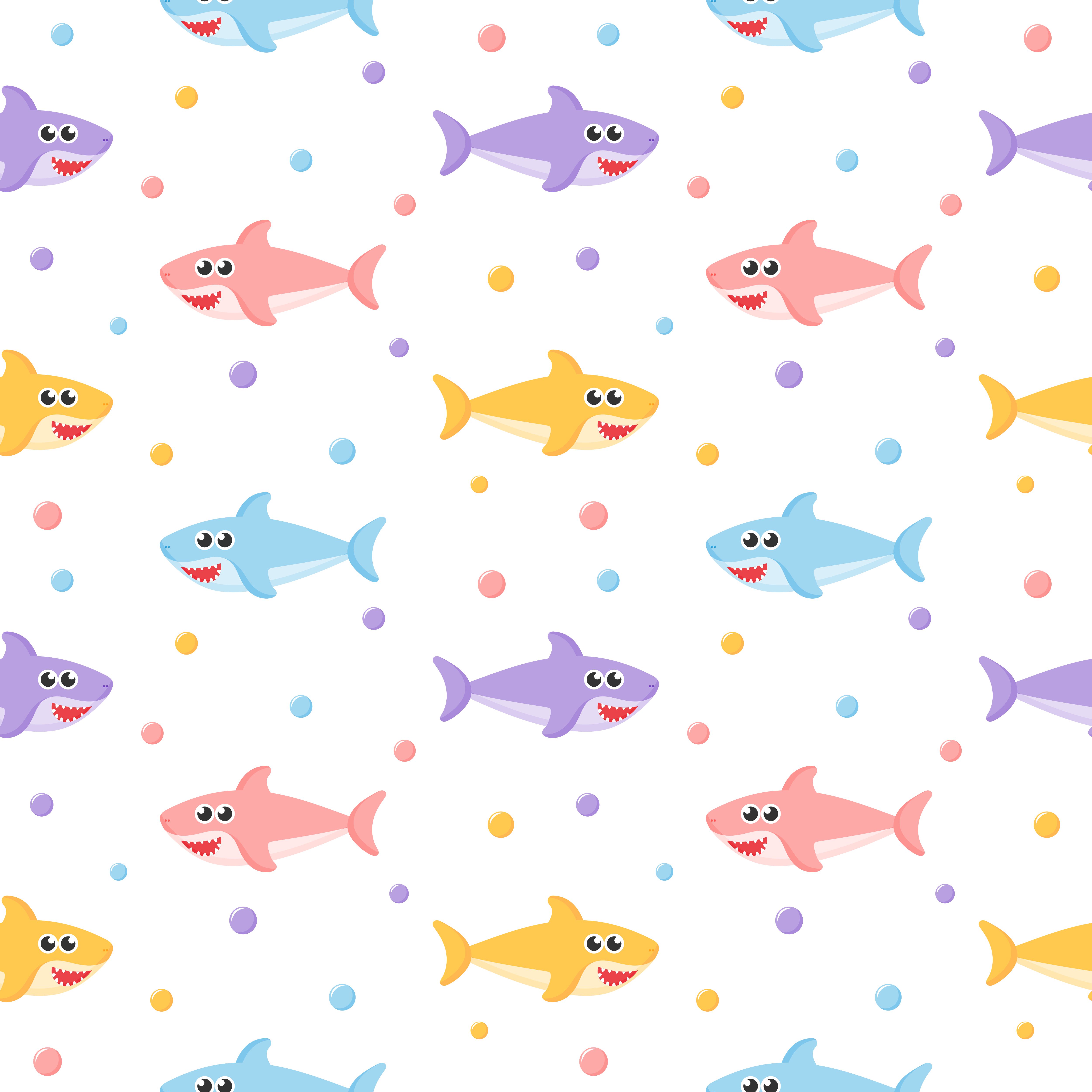 Colorful shark seamless pattern Free Vector