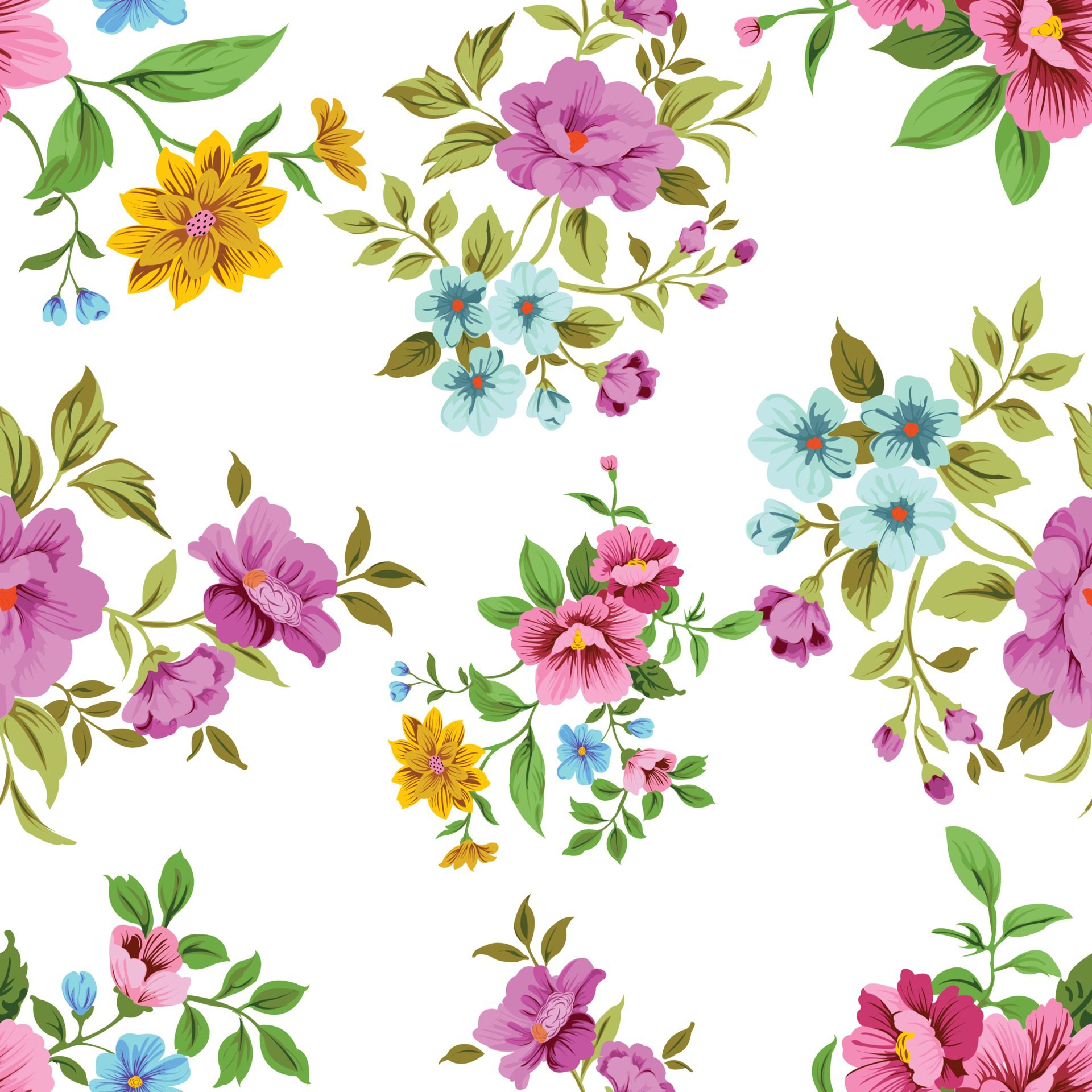 Seamless Floral Pattern cute vintage Free Vector