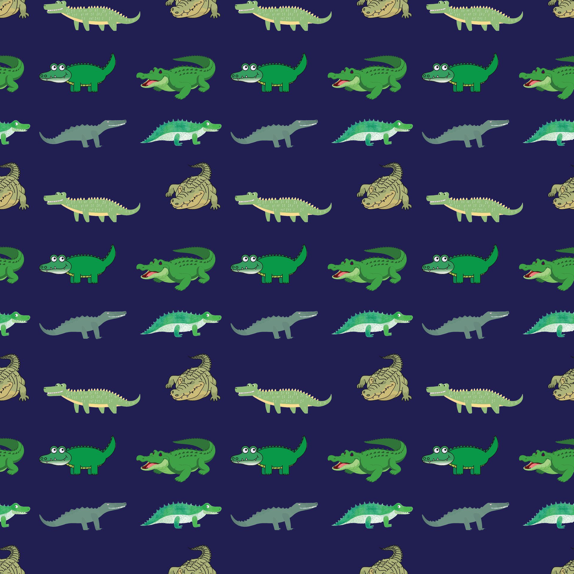 Crocodile Vibe on Blue Seamless-Pattern-Design Free Vector