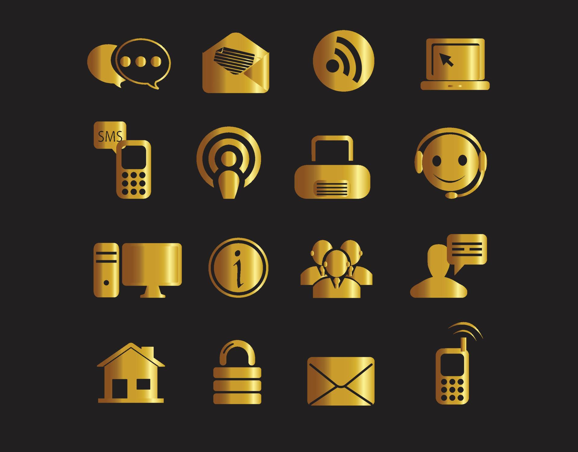 gold web and communication icons Stock Free and Free SVG