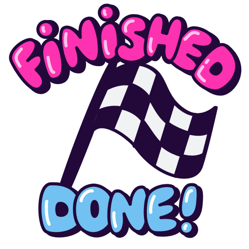 Finished, done, flag sticker