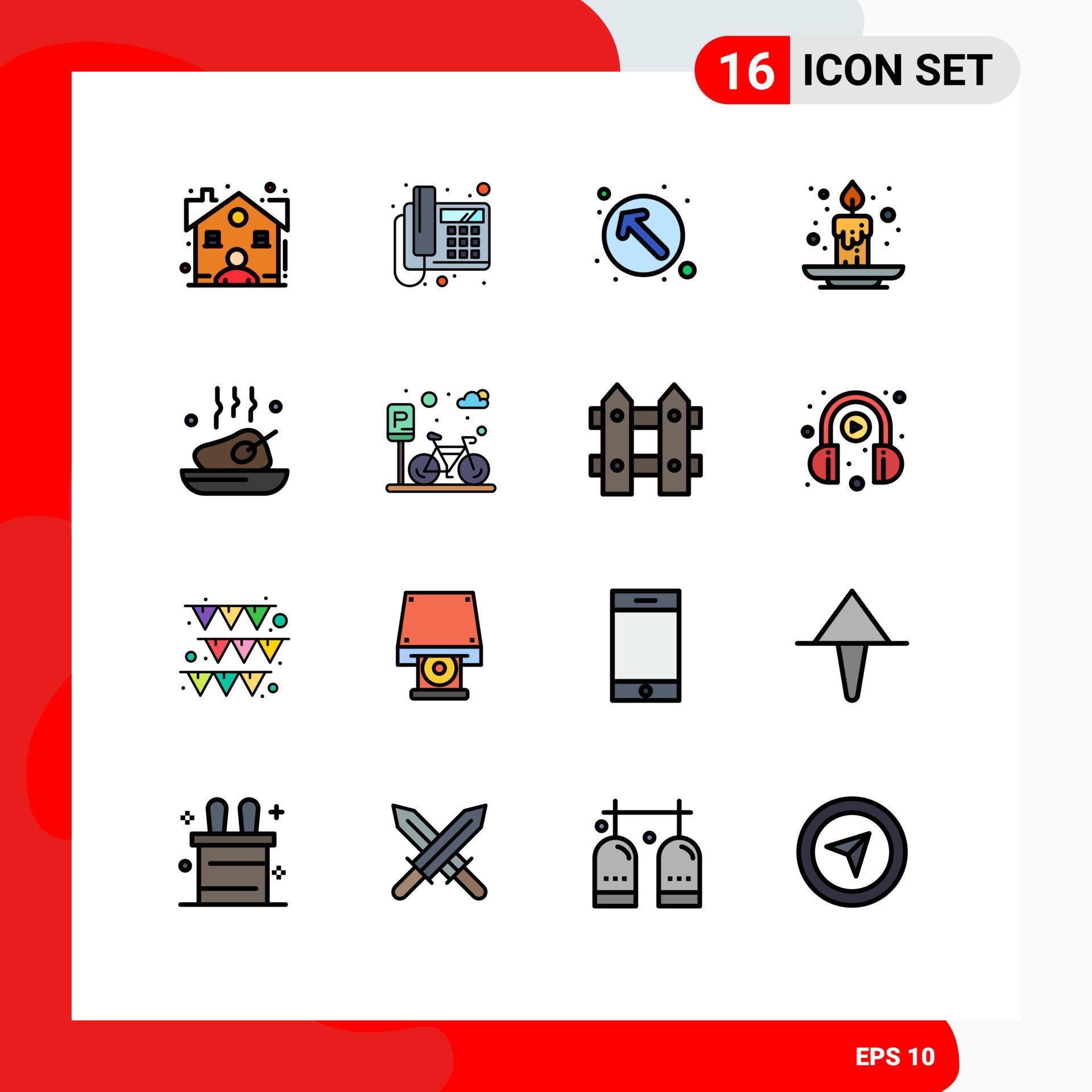 Universal Icon Symbols Group of 16 Modern Flat Color Filled Lines of dinner festival arrow event autumn Editable Creative Vector Design Elements Stock Free