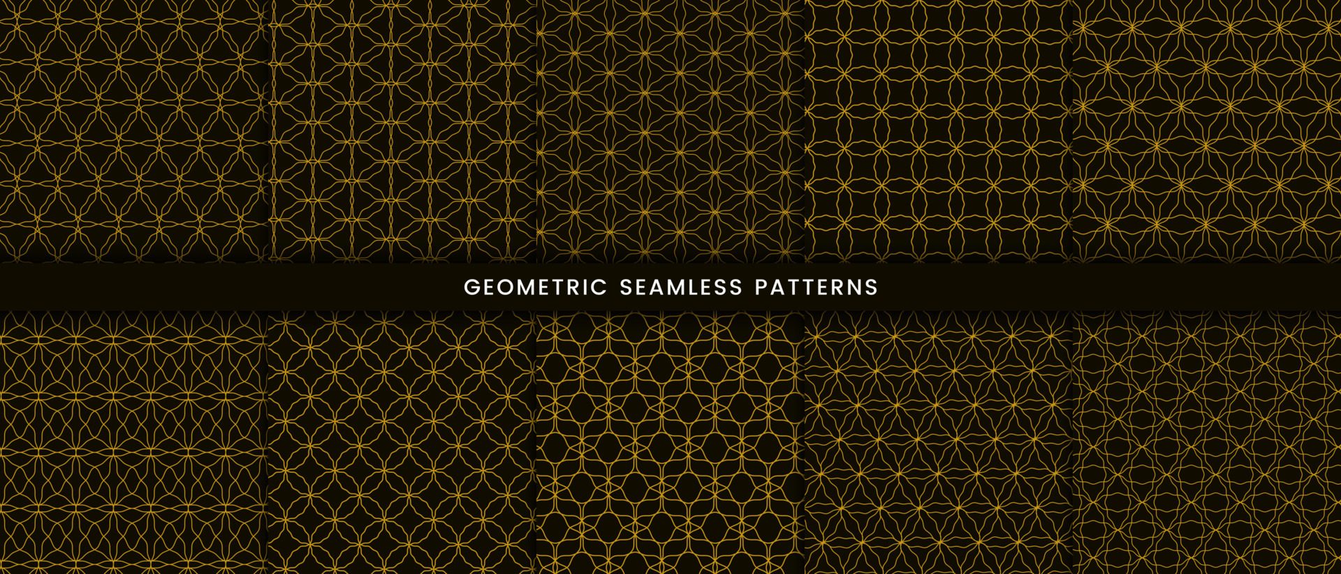 Set of circle lines pattern luxury gold background Free Vector