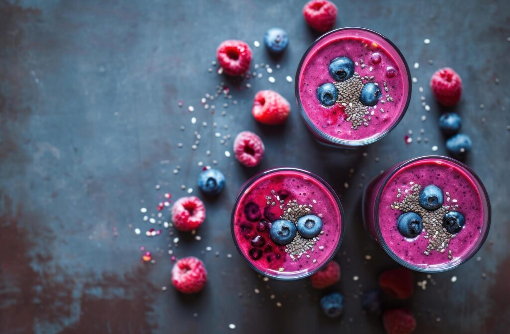 
									berry smoothies with chia seeds Free Photo