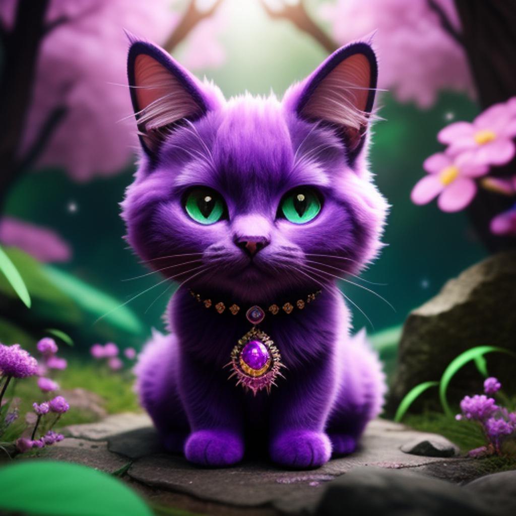 A purple cat with by @ai_generated