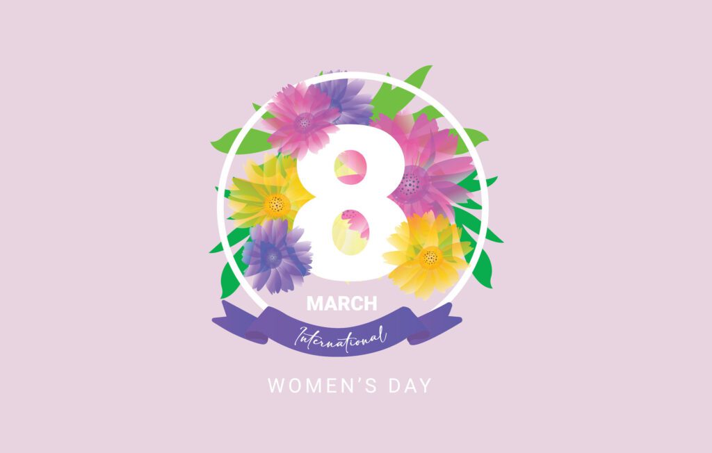 International women’s day typography line art background with text 8th March Free Vector