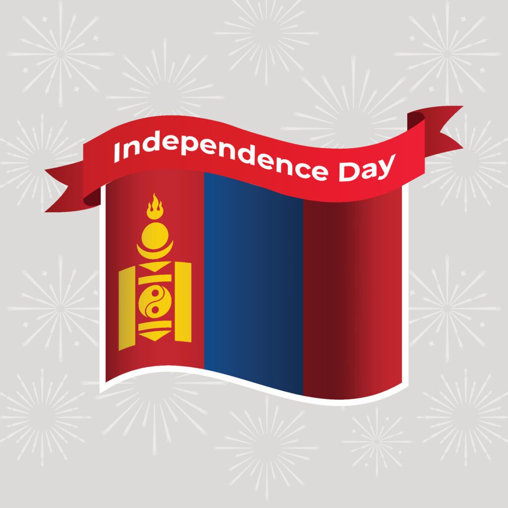 Mongolia Wavy Flag Independence Day Banner Background Free Vector