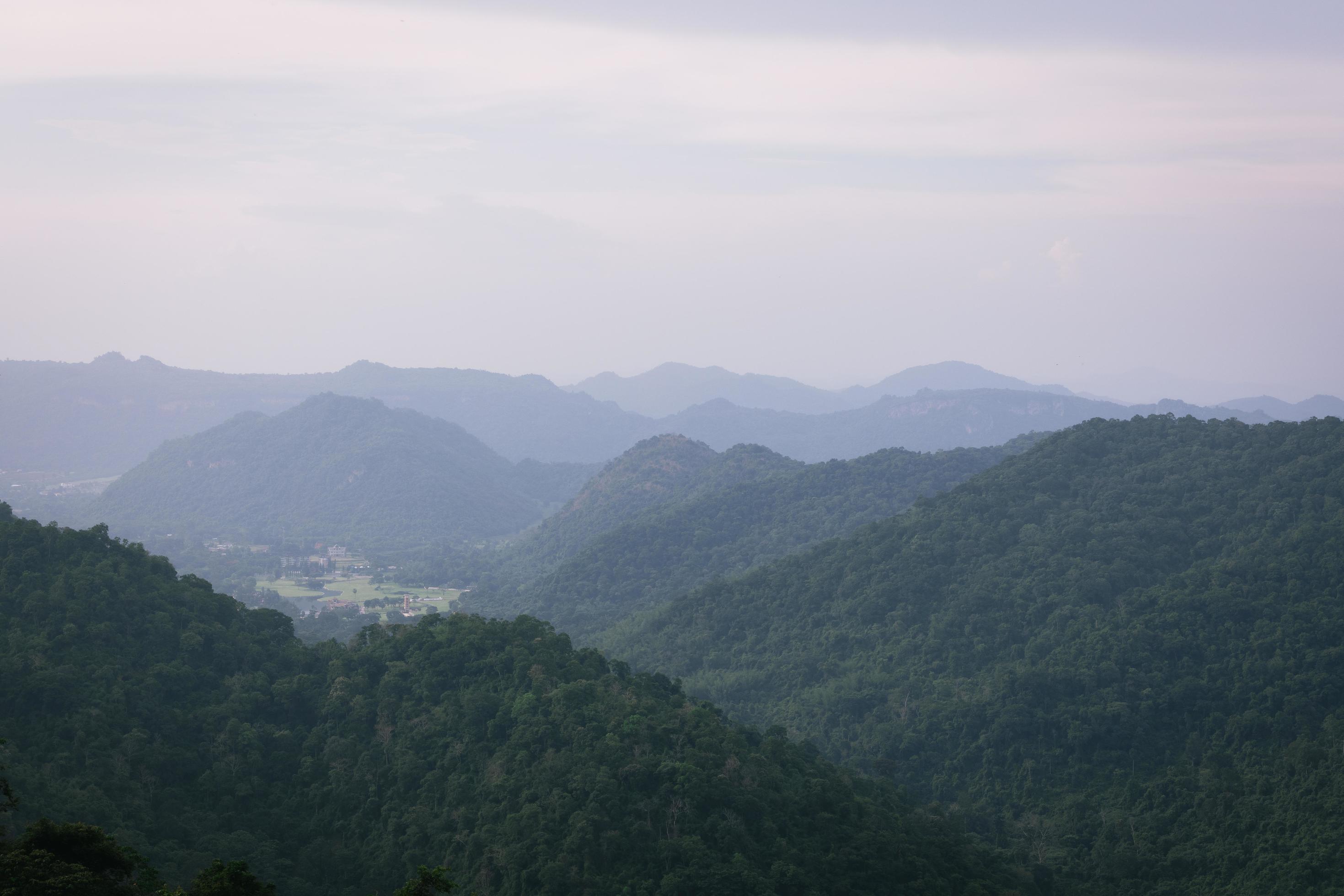 Beautiful nature, sky, trees, evening atmosphere at Khao Yai National Park, Thailand Stock Free