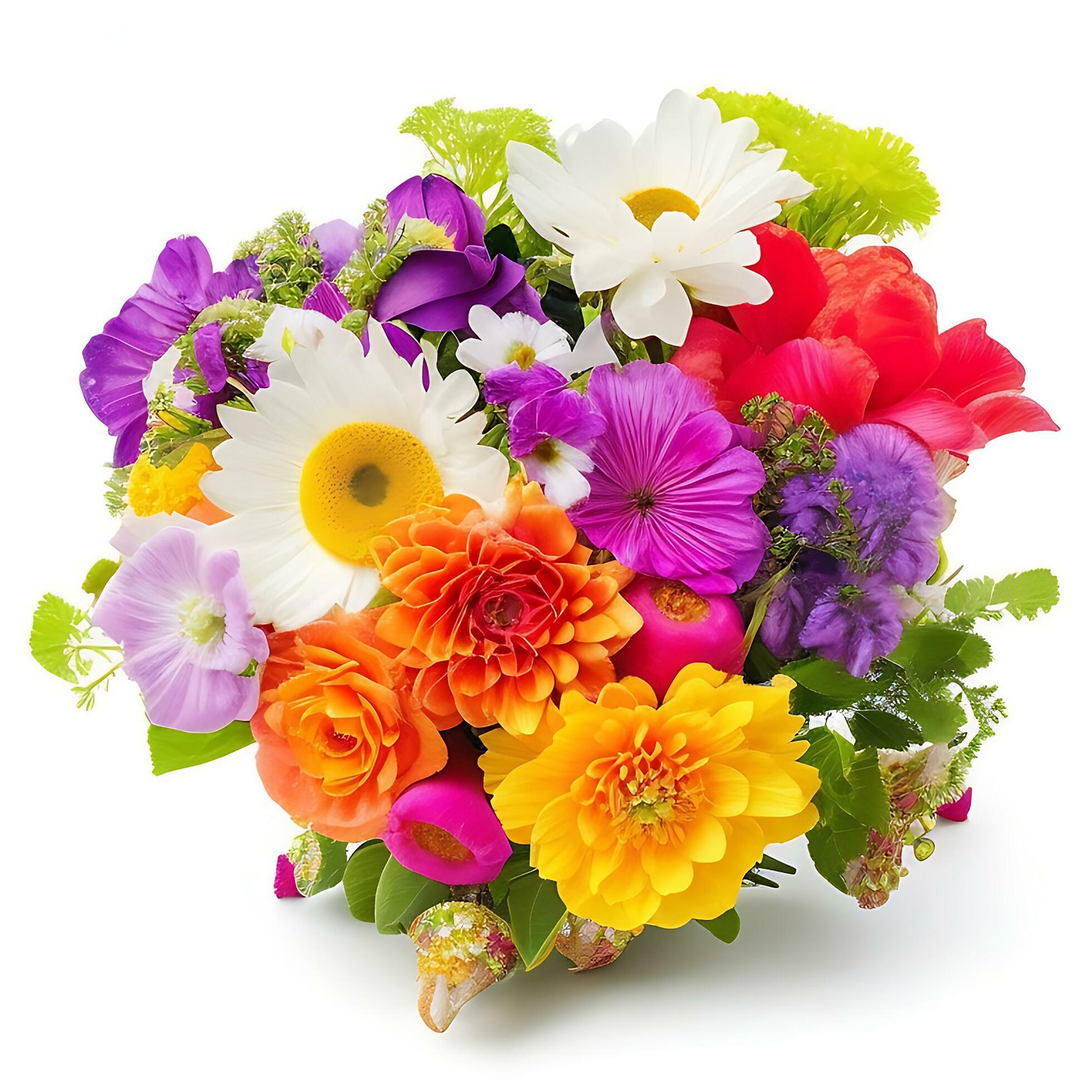 Natural Colorful bouquet of flowers is on a white backgroun.ai generatedd Stock Free