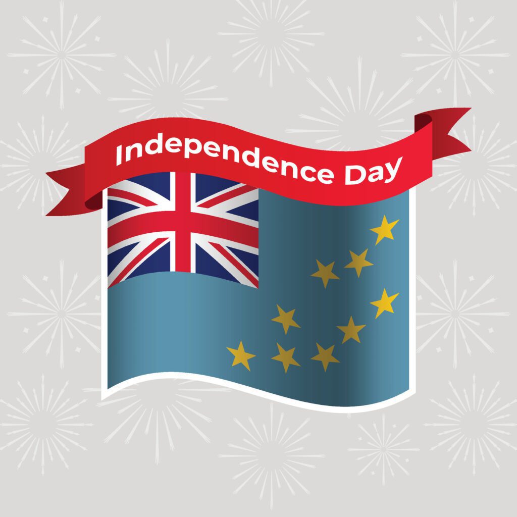 Tuvalu Wavy Flag Independence Day Banner Background Free Vector