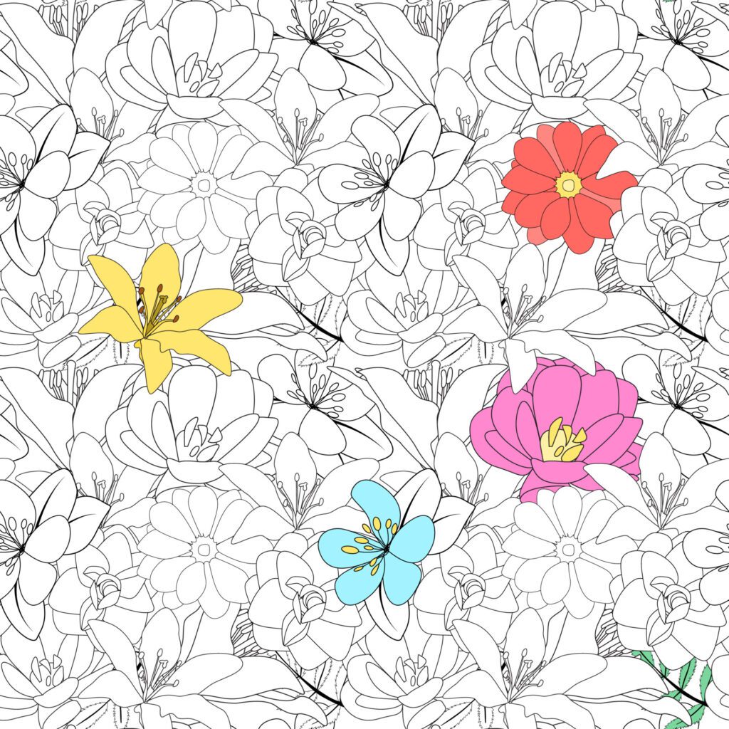 Hand drawn flower seamless pattern background. Vector Illustration Free Vector