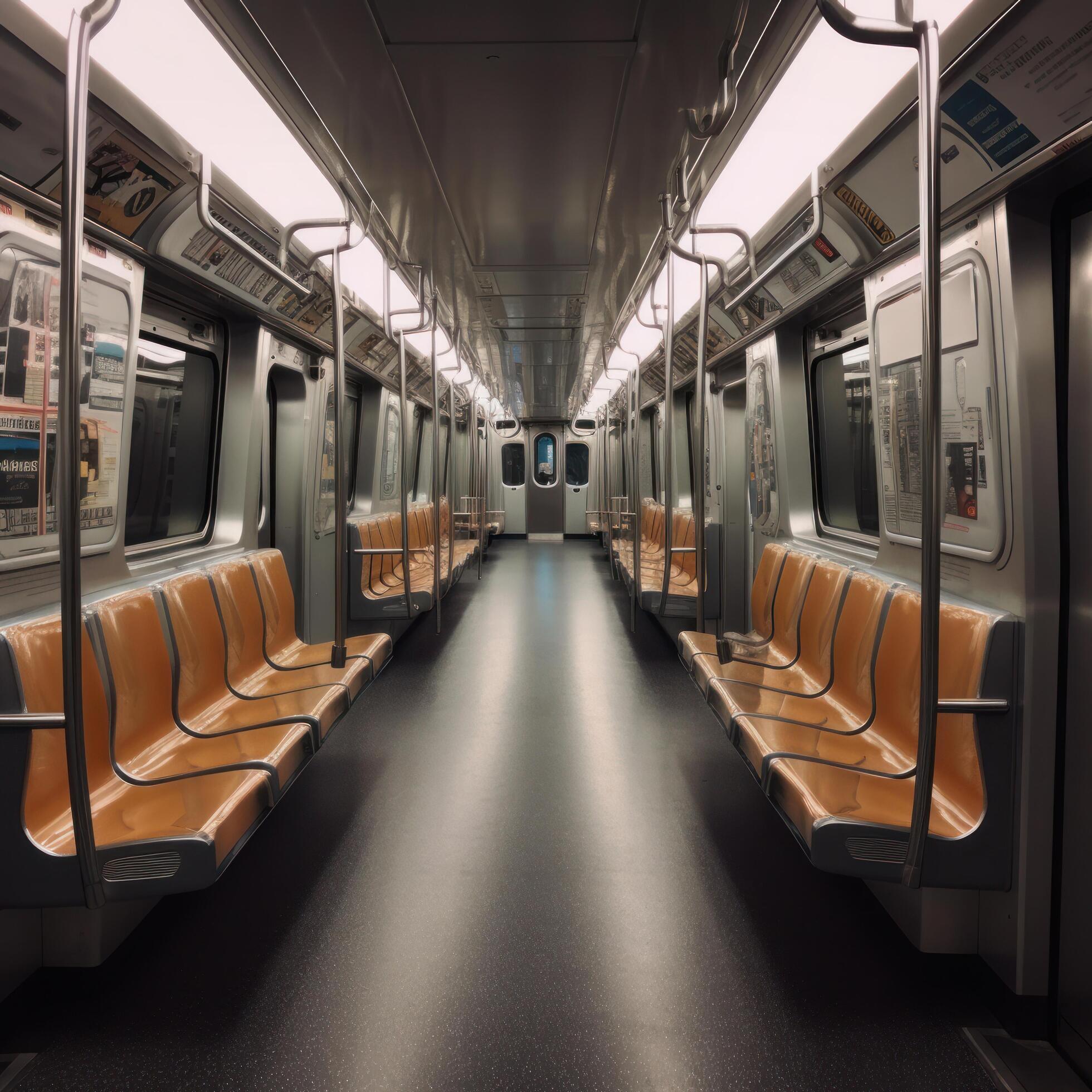 Inside of an empty subway train Illustration Stock Free