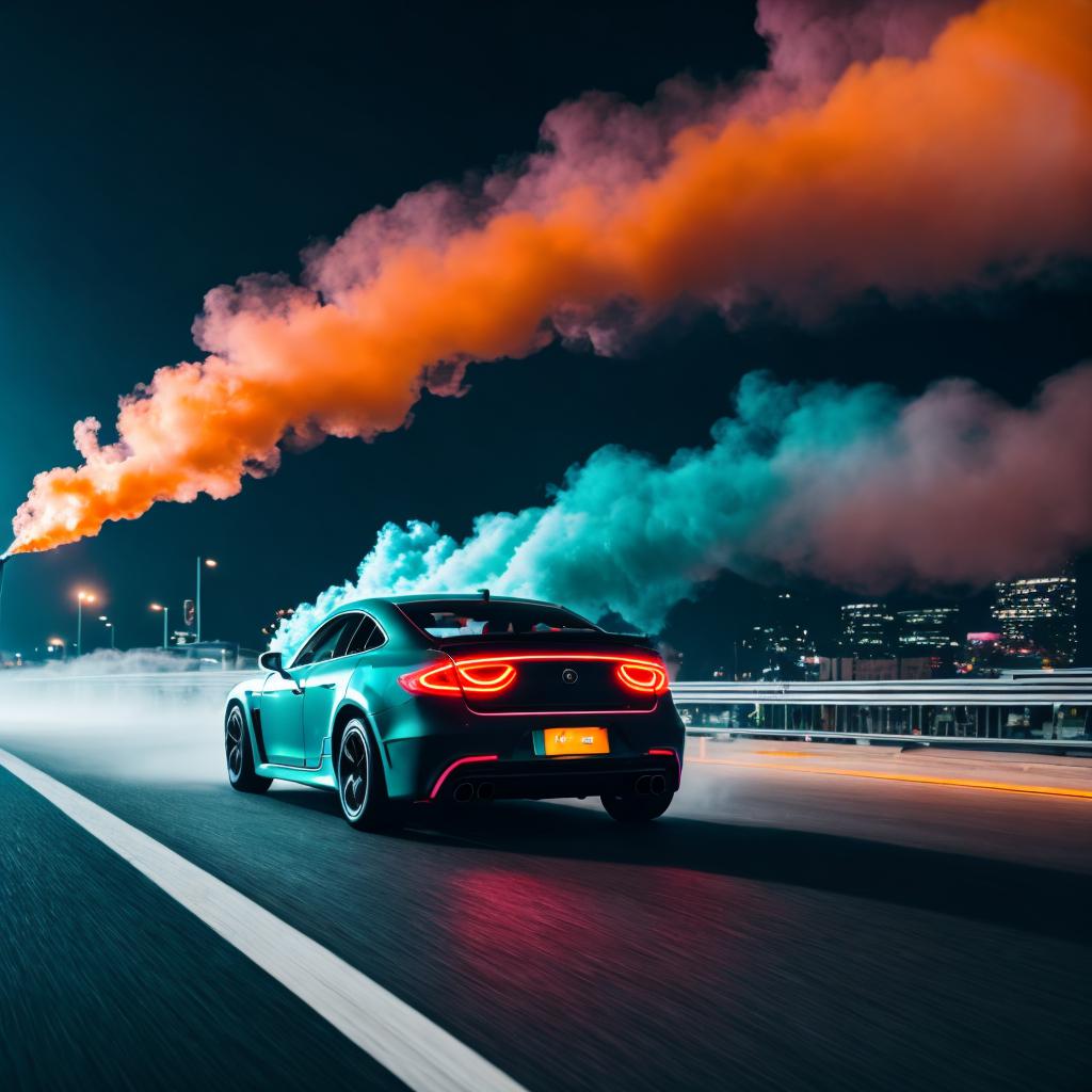 Neon car driving with by @ai_generated