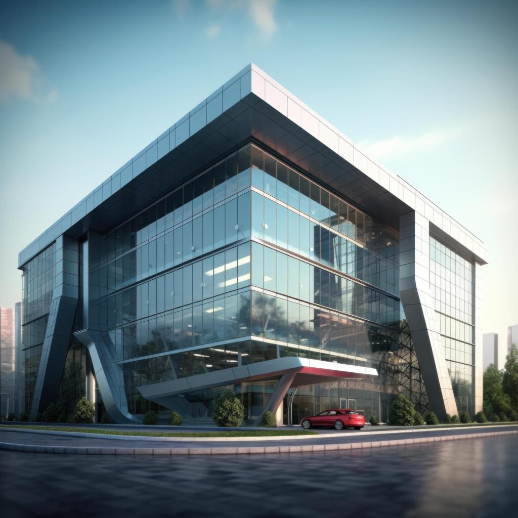 Modern office building. Illustration Stock Free