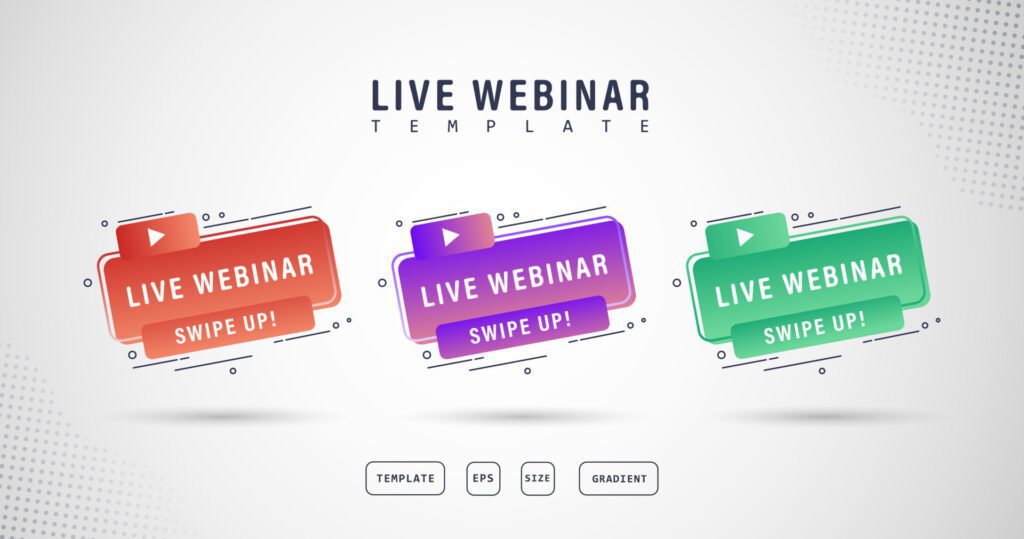 set live webinar buttons, banner icons, icon label illustrations, gradations, products, etc. Free Vector