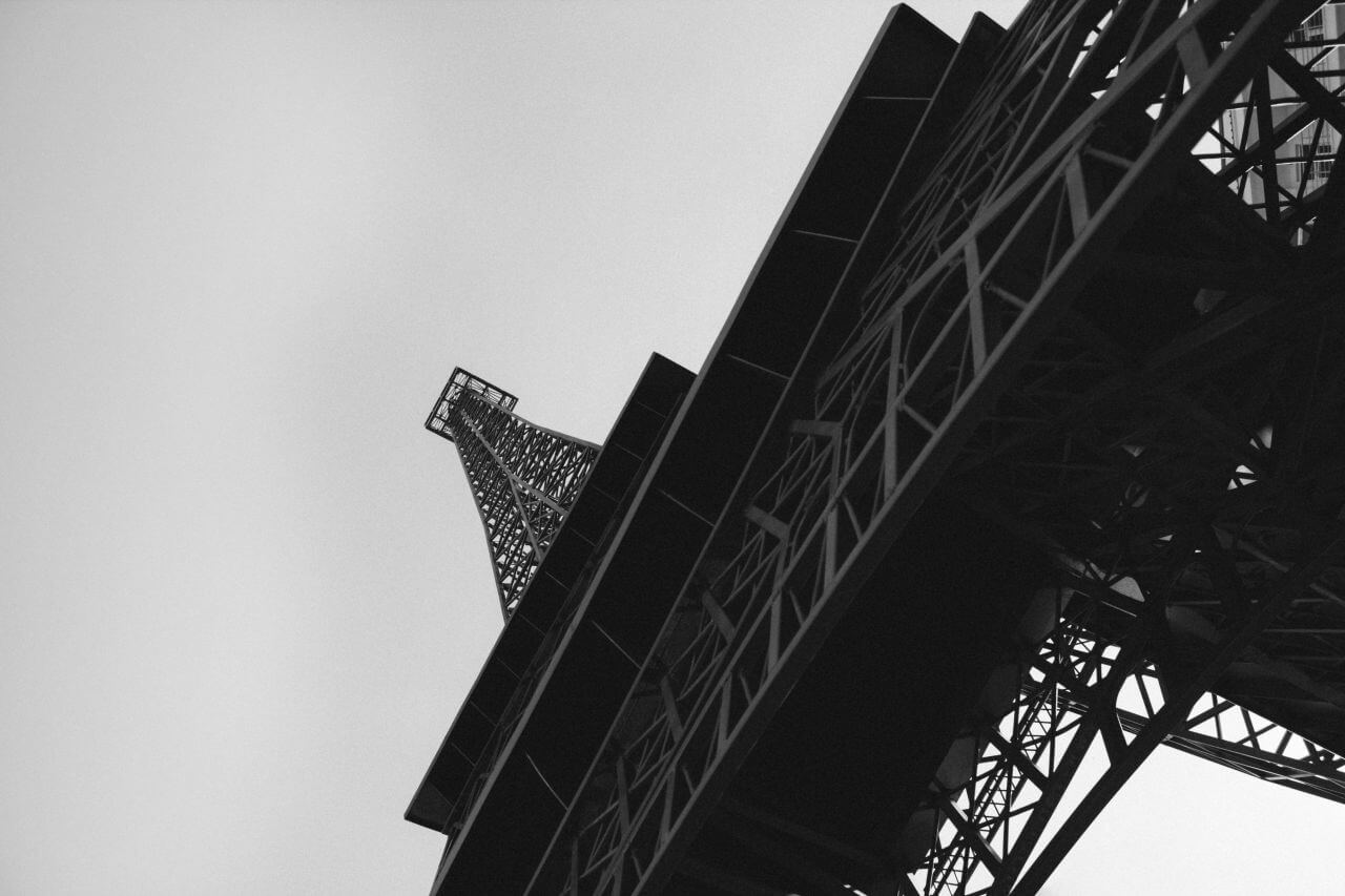 Black White Eiffel Tower France Stock Free