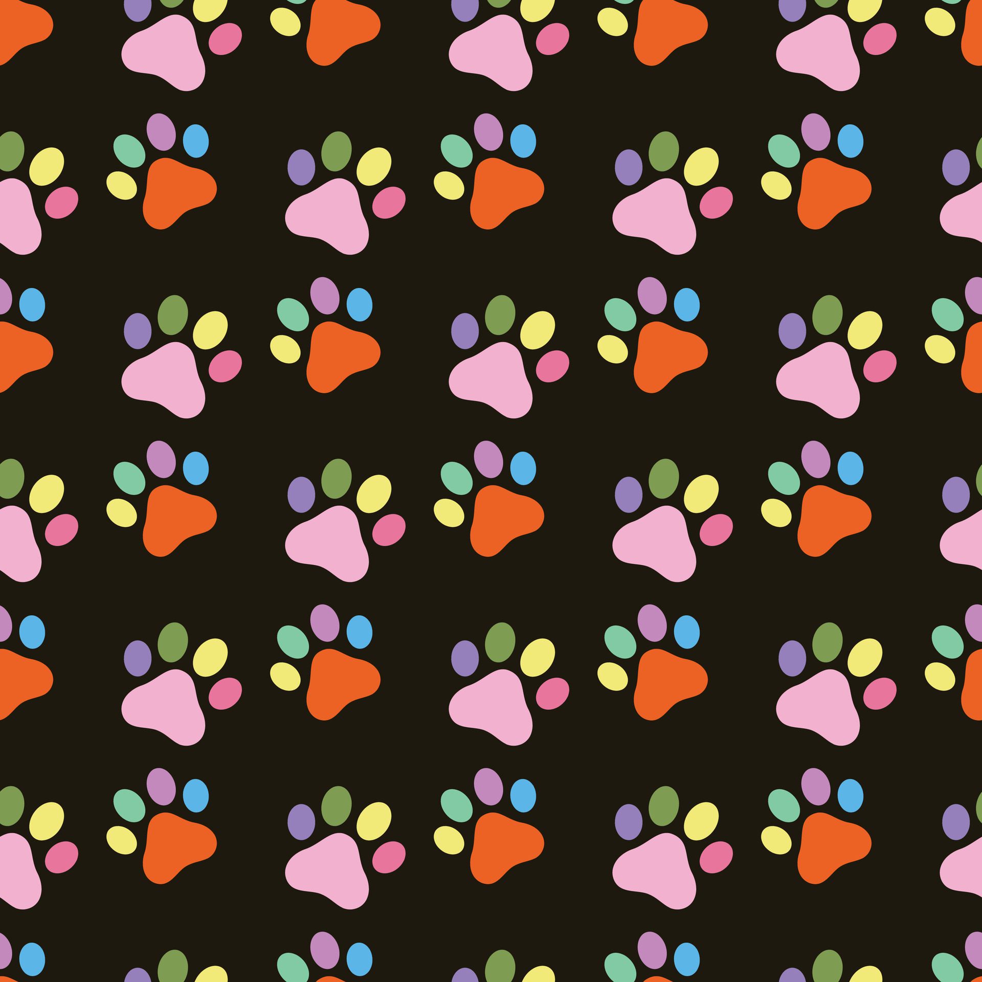 Splashed Paws Seamless Pattern Design Free Vector