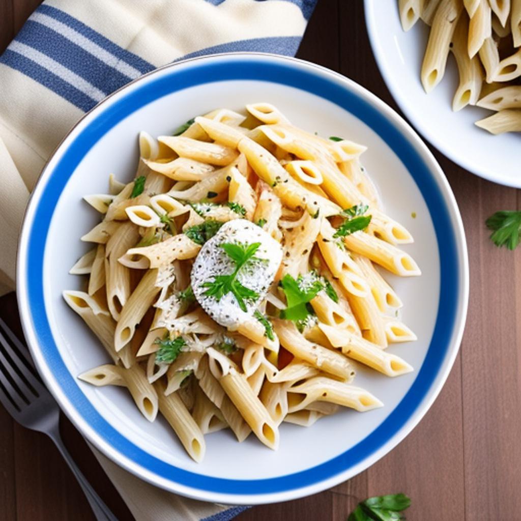 White sauce penne pasta by @ai_generated