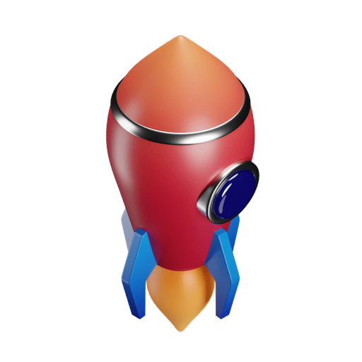 Rocket, spaceship, startup 3D illustration