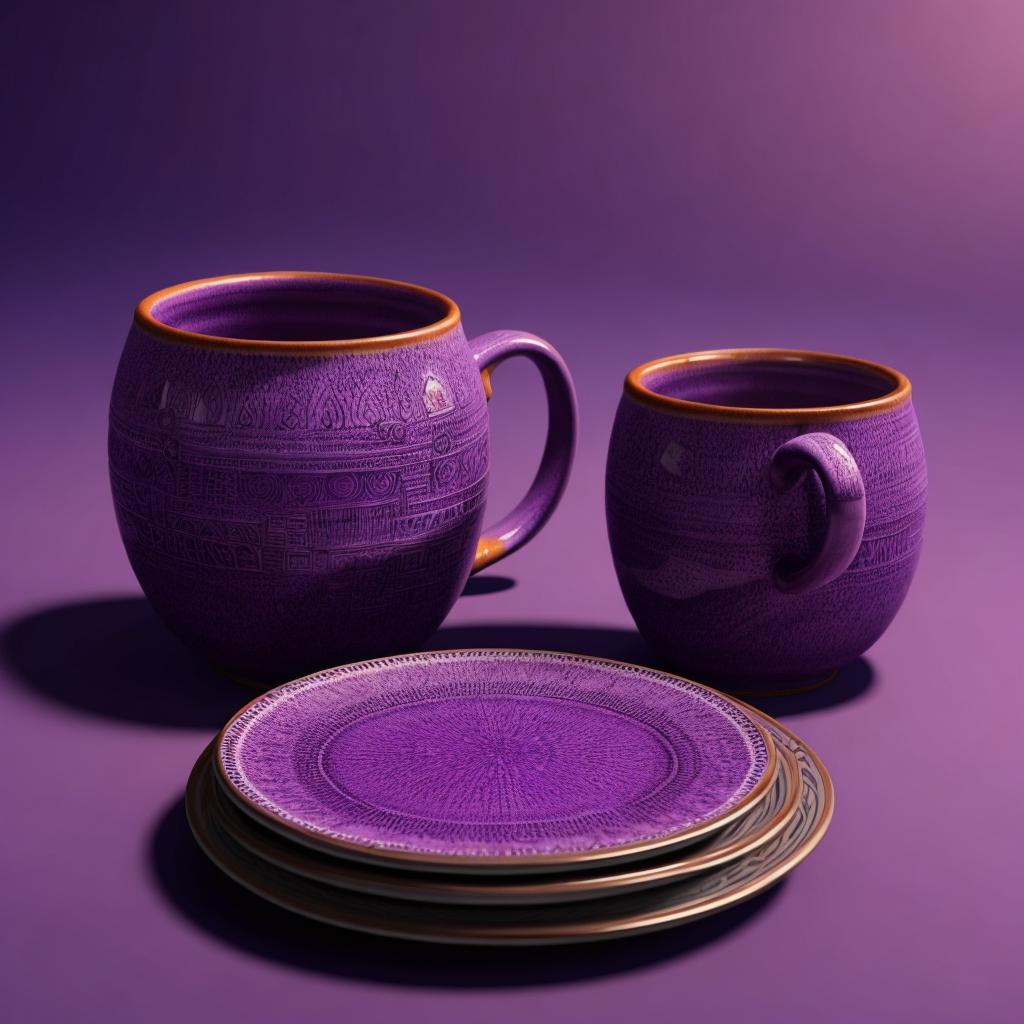 Purple Background, pottery (plates by @ai_generated