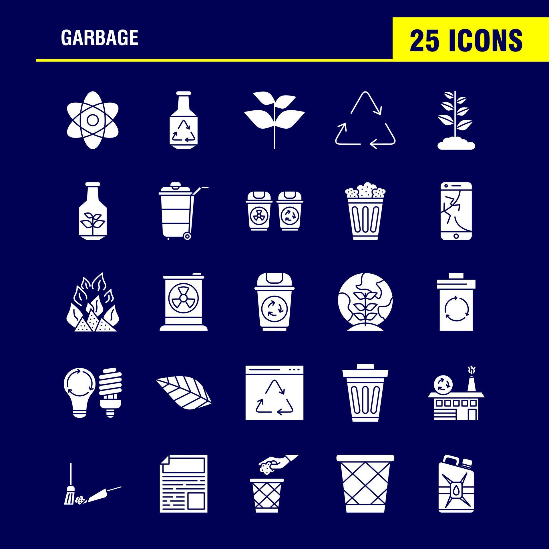 Garbage Solid Glyph Icon for Web Print and Mobile UXUI Kit Such as Atom Energy Power Green Bottle Arrow Energy Recycle Pictogram Pack Vector Stock Free