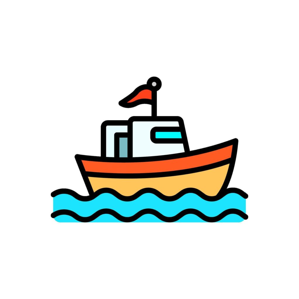 colored line icon of boat, isolated background Stock Free