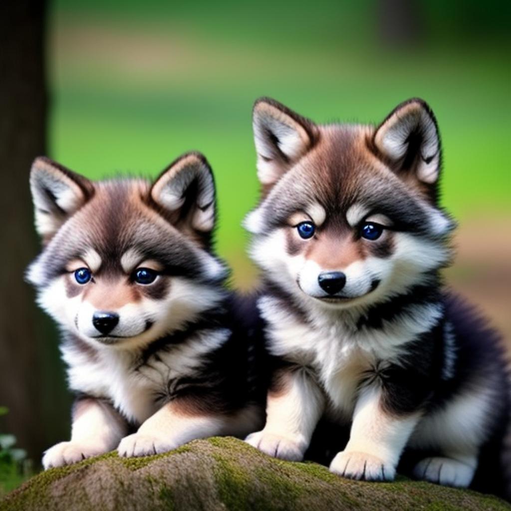 Cute baby wolves by by @ai_generated