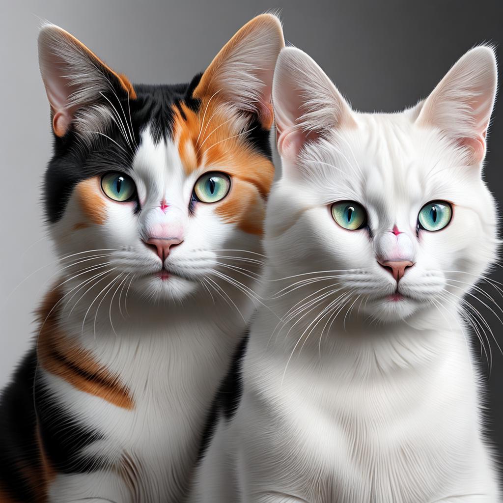 Gatos calicos y blancos by @ai_generated