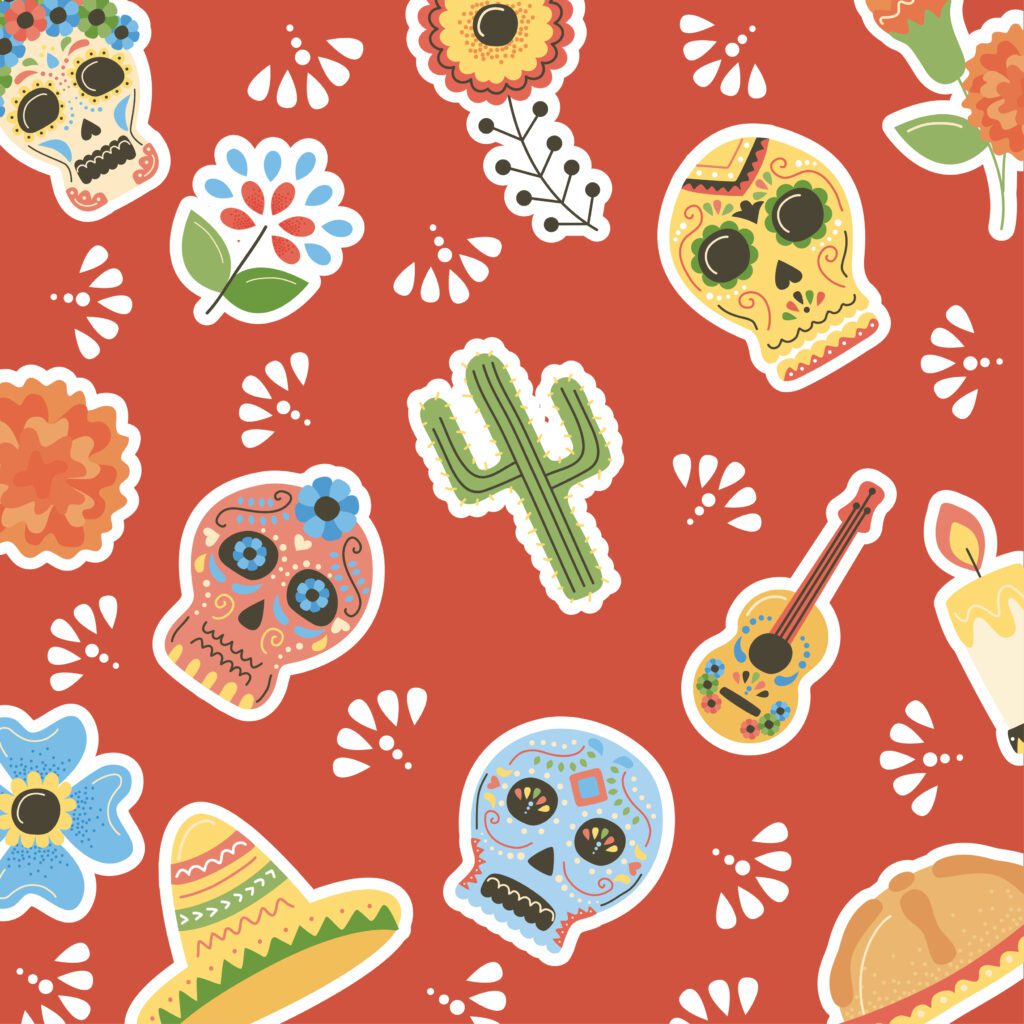 day of dead mexican pattern Free Vector