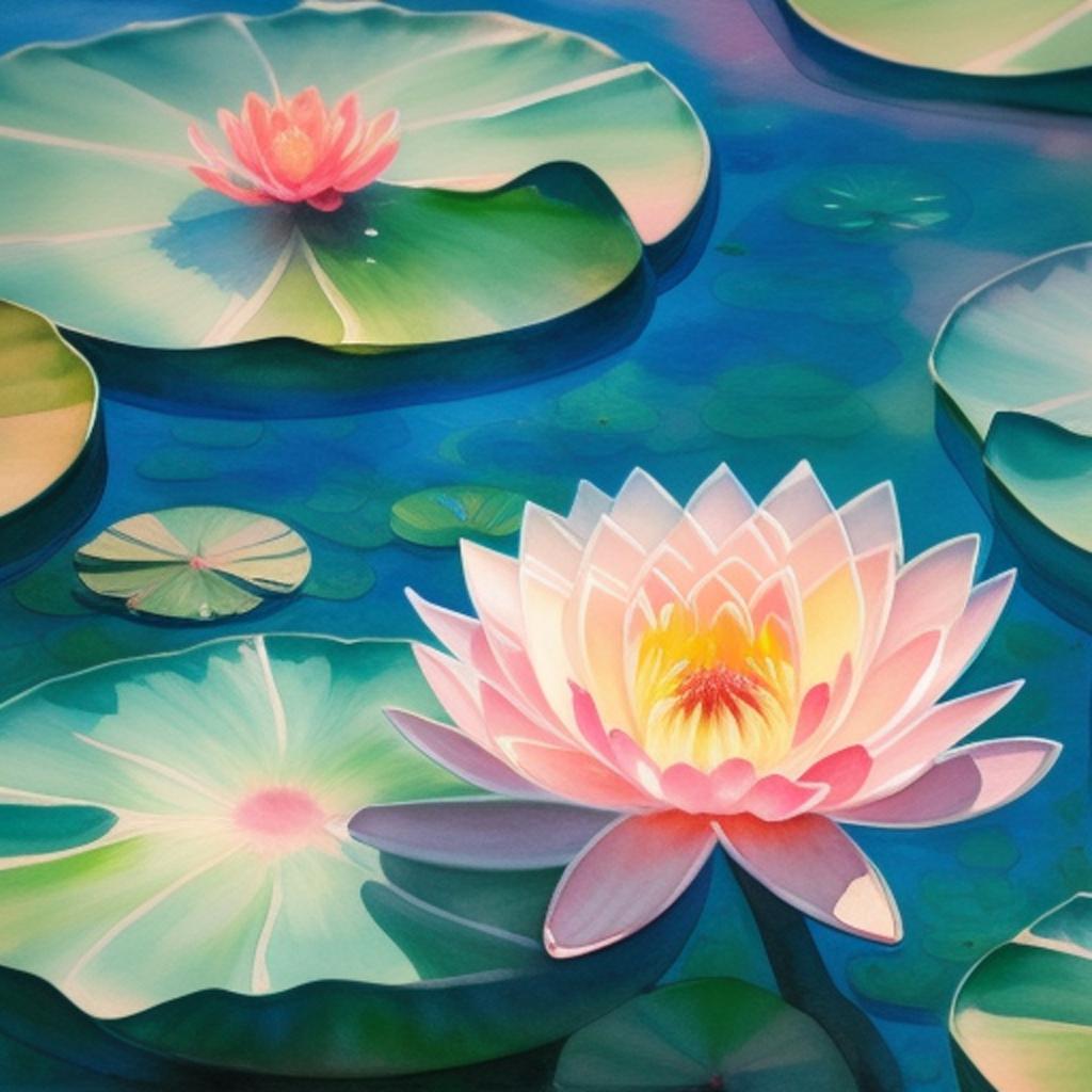 A coral pastel waterlilly by @ai_generated