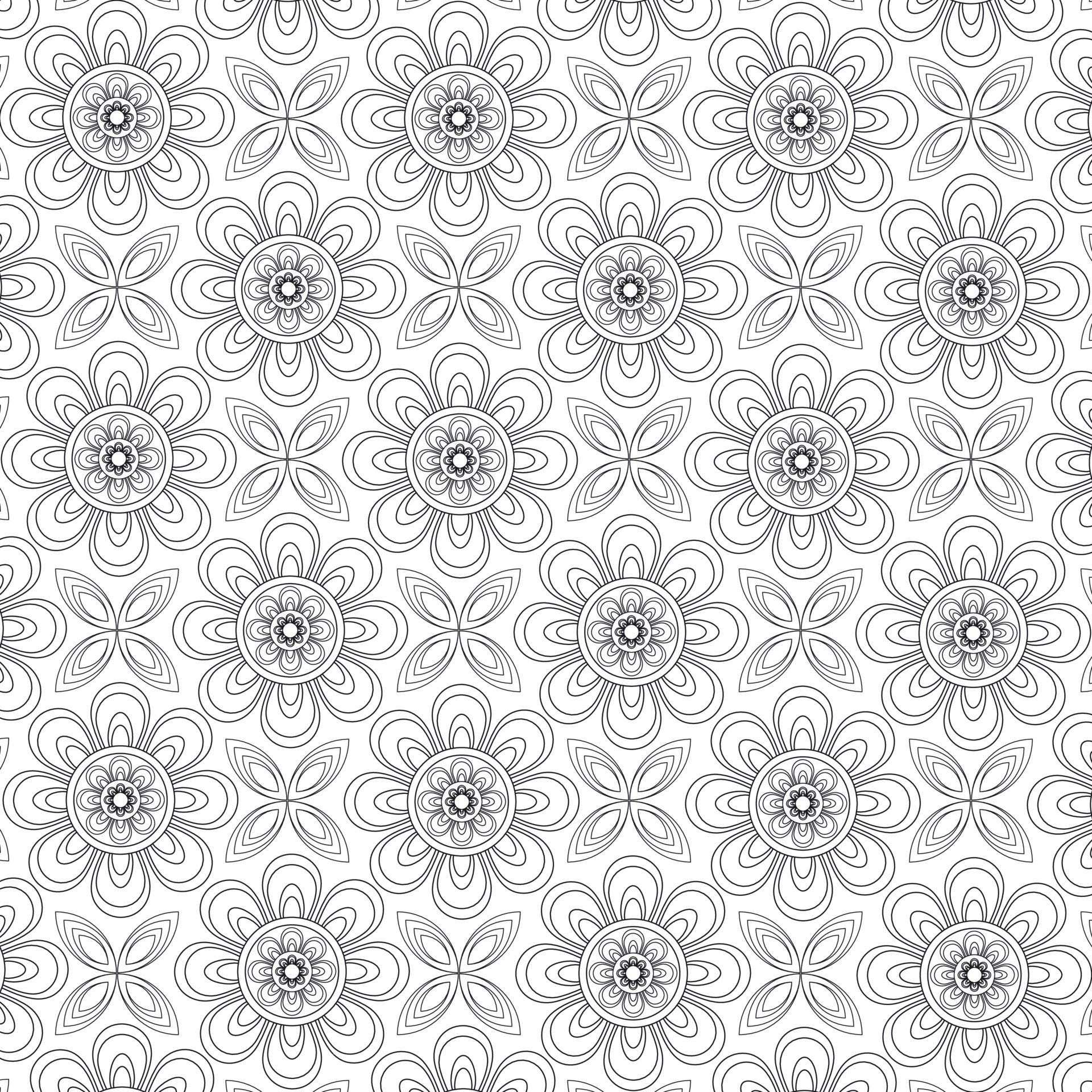 Flower Mandala geometric black and white pattern. Seamless vector background vector in illustration Free Vector