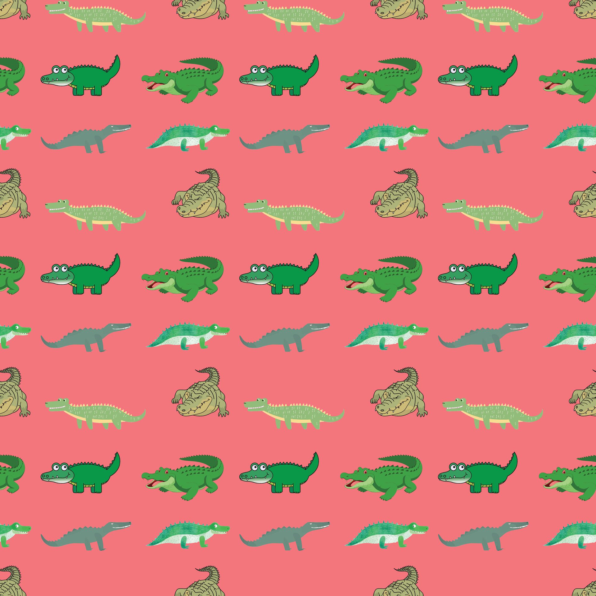 Crocodile Vibe on Red Seamless-Pattern-Design Free Vector