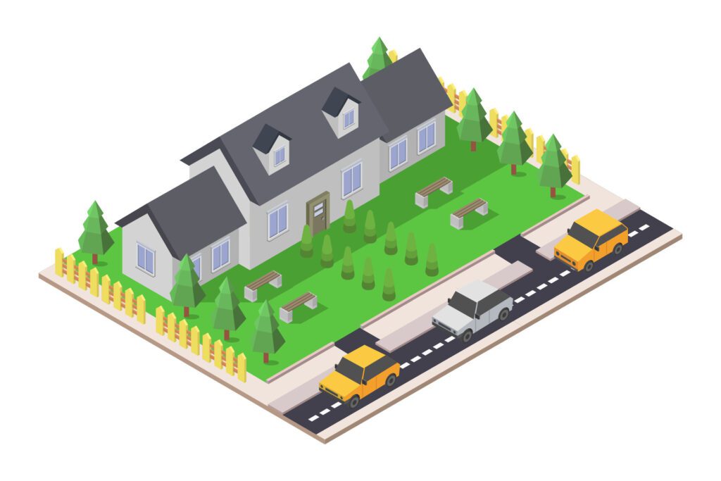 House isometric on white background Free Vector