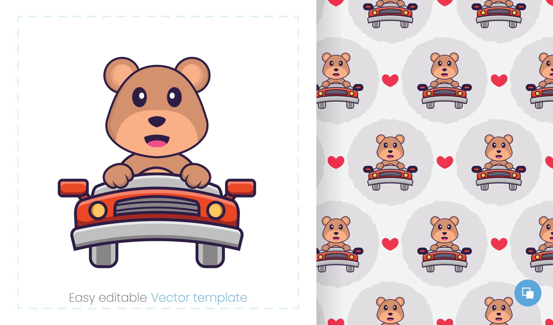 Cute bear mascot character. Can be used for stickers, pattern, patches, textiles, paper. Vector illustration Free Vector