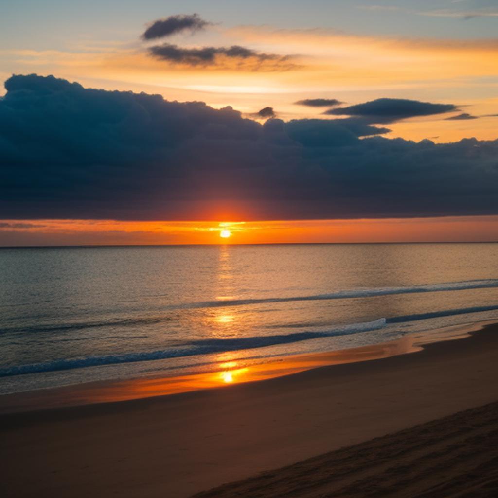 Sunset on the beach by @ai_generated