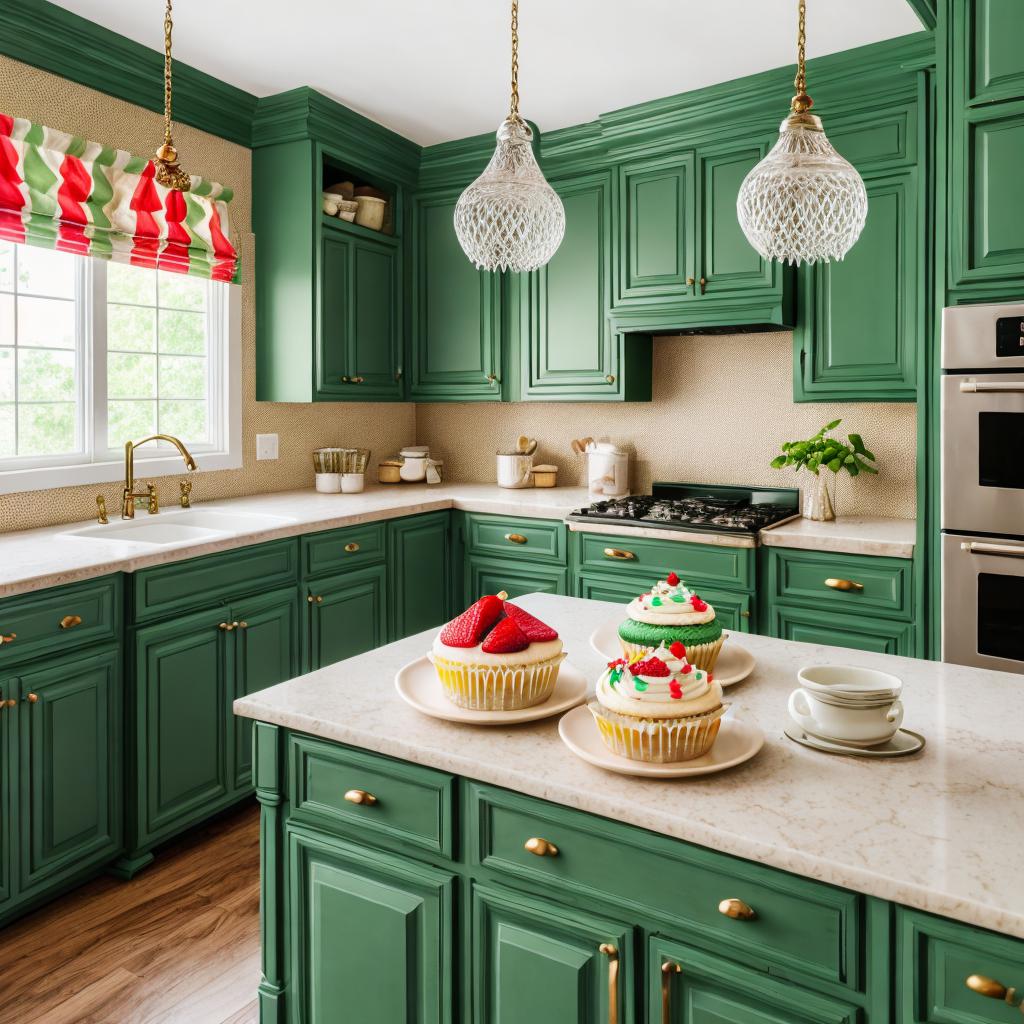 Green kitchen cabinets, double by @ai_generated