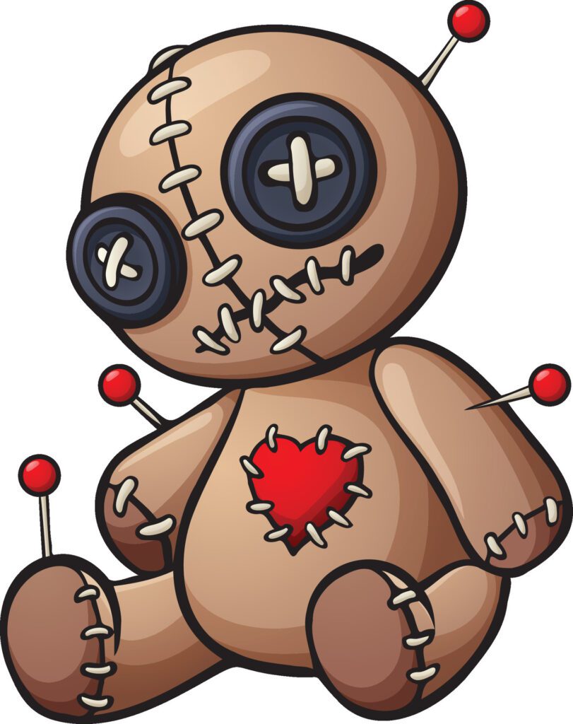 Cartoon voodoo doll isolated on white background Free Vector