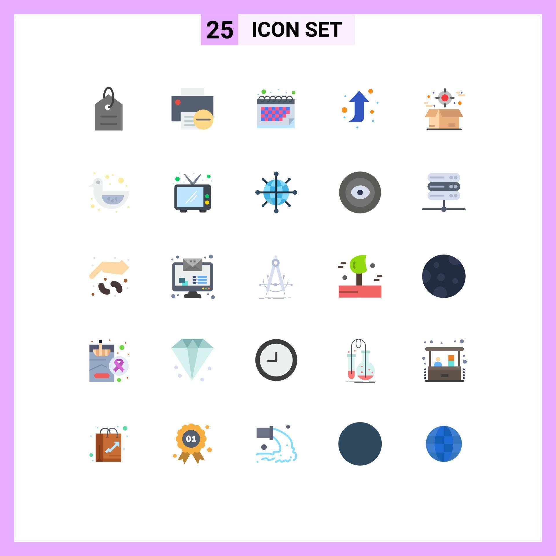 Modern Set of 25 Flat Colors Pictograph of crate box printer right up arrow Editable Vector Design Elements Stock Free