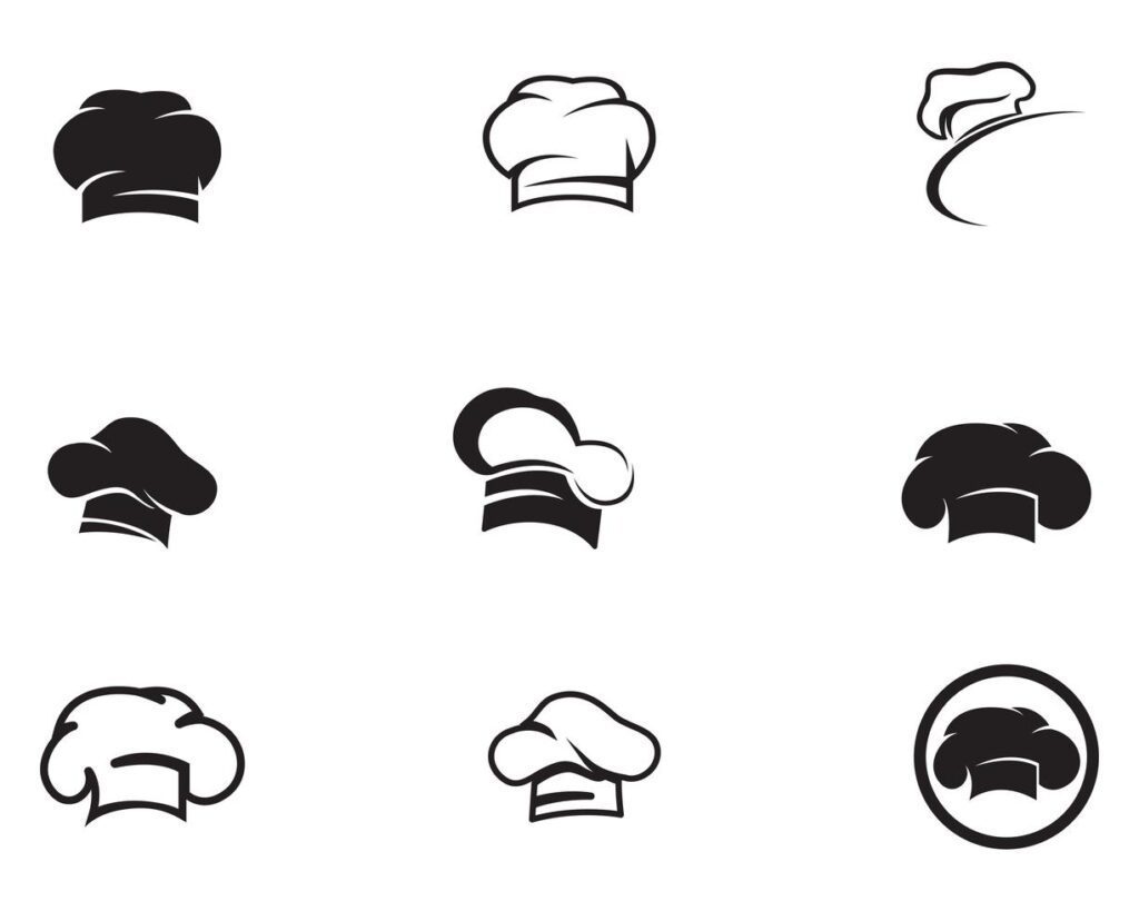 Chef hat logo and symbols black color vector icon Stock Free