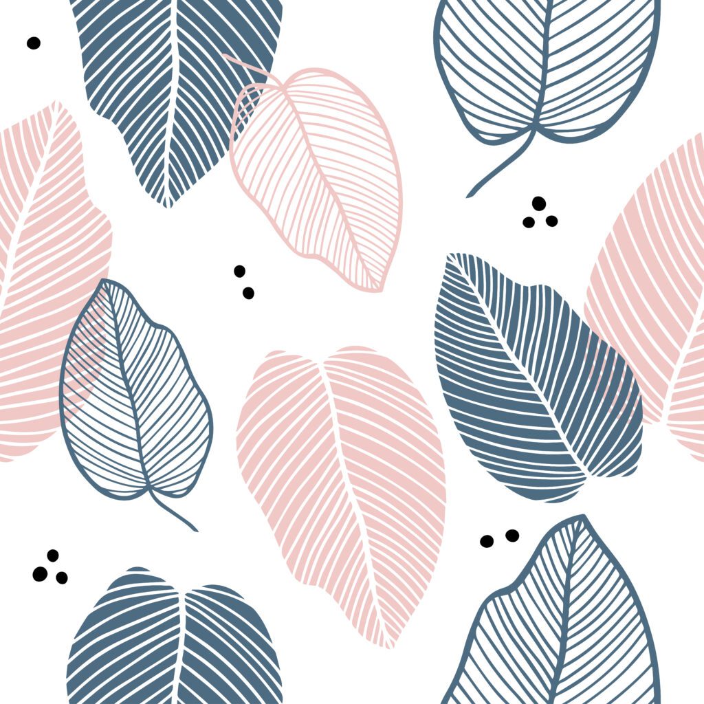 Floral seamless pattern of leaves in flat style. Free Vector