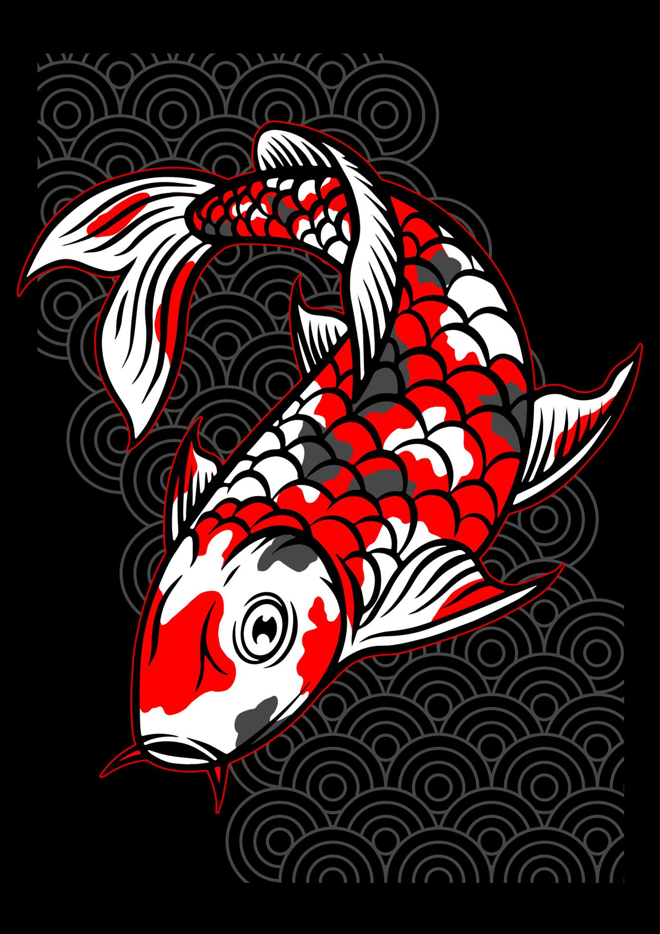 japanese koi pattern illustration Free Vector